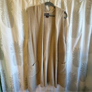 Hooded Maxi Open Front Sweater Vest